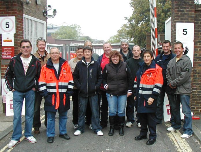 Striking postal workers’ picket at the Crawley Delivery Office yesterday morning
