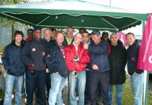 Yesterday’s rain didn’t dampen the spirit of CWU pickets at the East London Mail Centre
