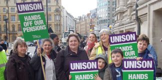 UNISON members taking strike action to defend their terms and conditions of service