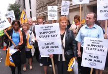 Civil servants resisting the compulsory ‘outsourcing’ of their jobs marched through Westminster two weeks ago