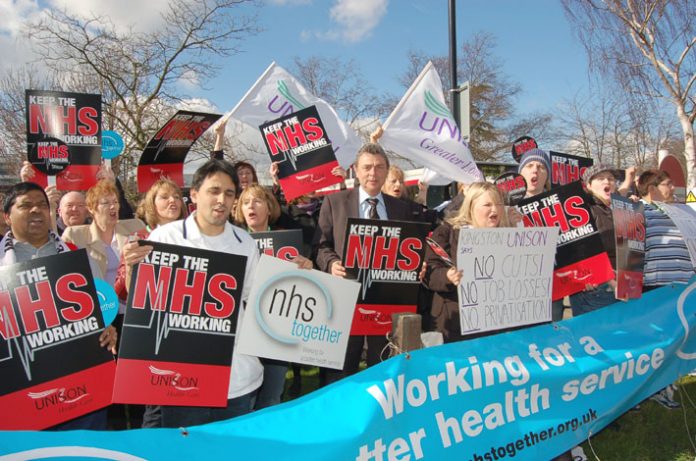 Dave Prentis, UNISON General Secretary, taking part in the demonstration against privatisation at Kingston Hospital