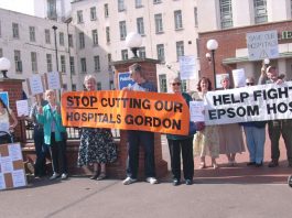 Protest on July 9th against the threat to close departments at the St Helier and Epsom Hospitals