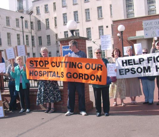 Protest on July 9th against the threat to close departments at the St Helier and Epsom Hospitals