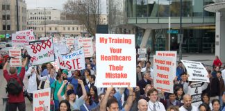 Junior doctors marching on March 17th against government imposed ‘reforms’ which has resulted in 4,000 still without training placements