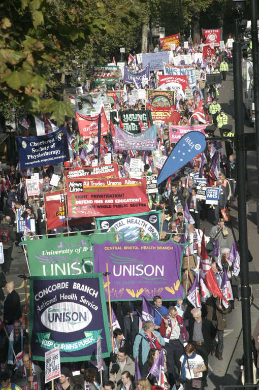 Some of the many banners on Saturday’s  NHS Together march as it passed down Victoria Embankment