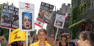 Marchers in London in August last year show their support for Hezbollah during the Israeli war on Lebanon