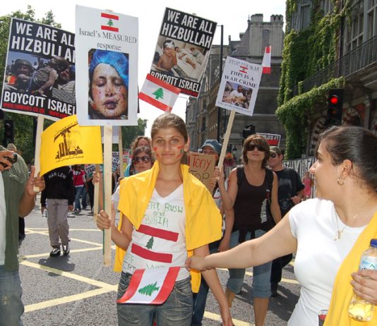 Marchers in London in August last year show their support for Hezbollah during the Israeli war on Lebanon