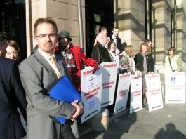 ‘THIS IS ABOUT THE FUTURE OF THE NHS’ – Junior doctors demand that Donaldson resigns Dr DAVID NICHOLL, Chair of the Specialist Training Committee for the West Midlands at Thursday’s vigil at Portcullis House, Westminster