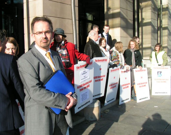 Dr DAVID NICHOLL, Chair of the Specialist Training Committee for the West Midlands at Thursday’s vigil at Portcullis House, Westminster