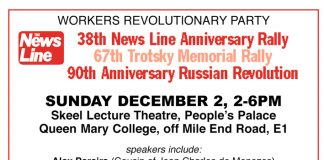 News Line Anniversary Rally: Sunday December 2