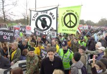 This year’s huge February 24th anti-war march setting off from Hyde Park