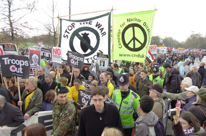 This year’s huge February 24th anti-war march setting off from Hyde Park