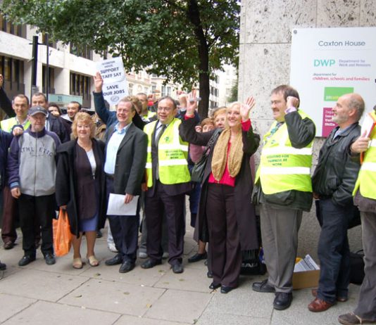 PCS members taking strike action on October 31st against compulsory outsourcing