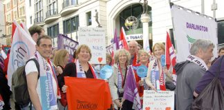 South Tyneside local government workers marching in London on November 3rd in defence of the NHS