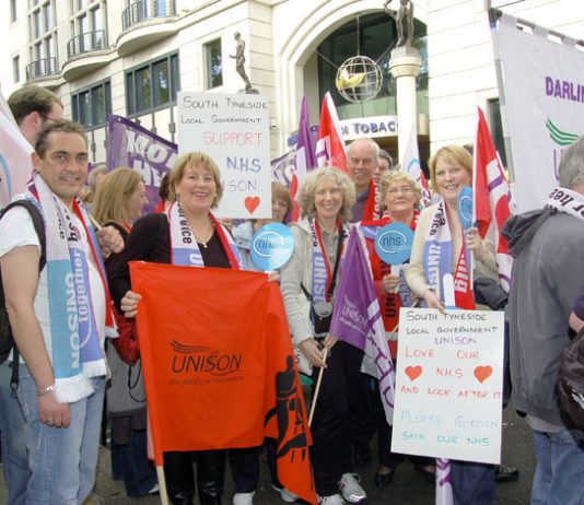South Tyneside local government workers marching in London on November 3rd in defence of the NHS
