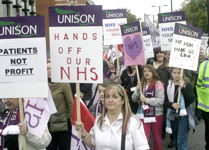 UNISON members and their families marching on the ‘NHSTogether’ demonstration on November 3rd in London – will not accept  pay increases of only two per cent for three years