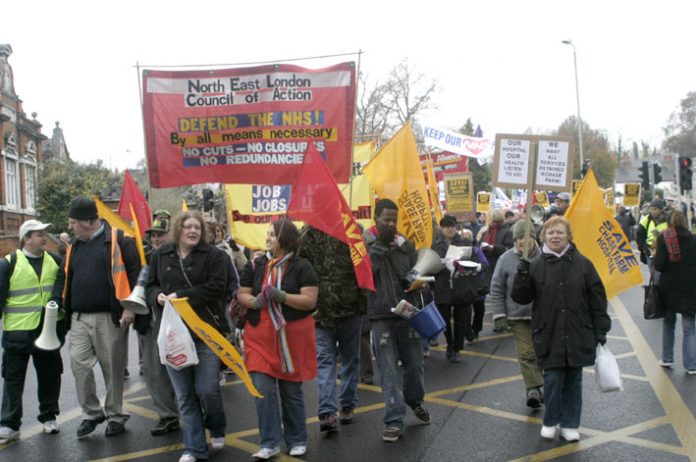 Members and supporters of the North East London Council of Action mobilised 3,000 people to march for the occupation of Chase Farm Hospital to keep it open