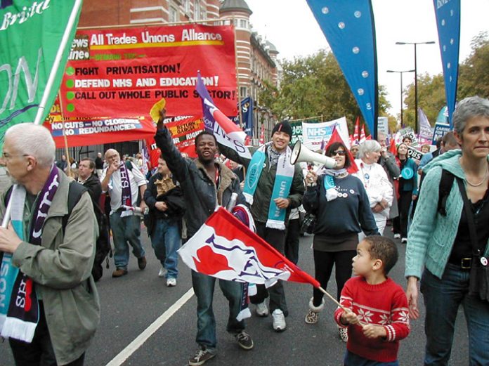 Public sector workers on the march – they are already having their wages cut and now face massive electricity and gas price rises