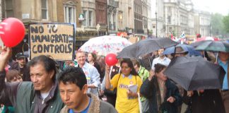 Demonstrators in London last May against Labour’s immigration controls