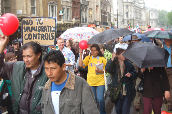 Demonstrators in London last May against Labour’s immigration controls