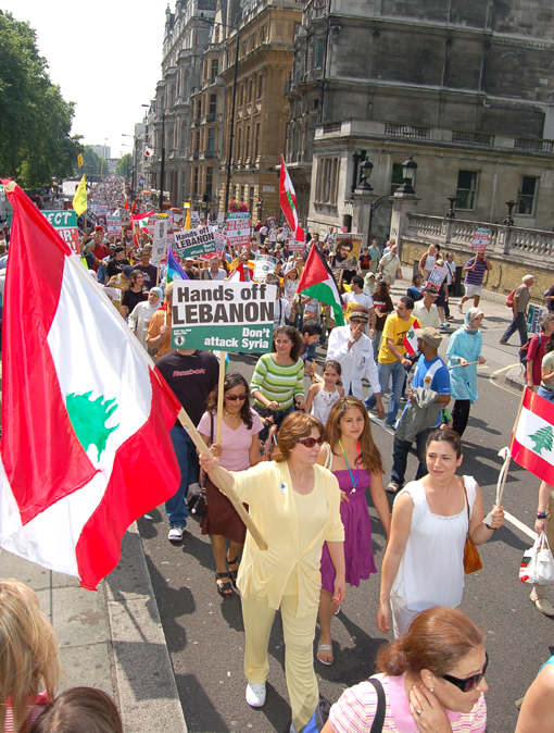 London demonstration in August 2006 against the Israeli bombing of Lebanon