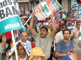 Angry Lebanese demonstrating in London against Israeli bombing of Lebanon last July