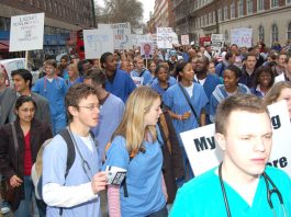 12,000 angry Junior Doctors demonstrated last March against the government’s imposed Modernising Medical Careers ‘reforms’ which have left thousands without jobs