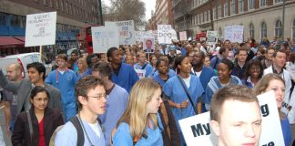 12,000 angry Junior Doctors demonstrated last March against the government’s imposed Modernising Medical Careers ‘reforms’ which have left thousands without jobs