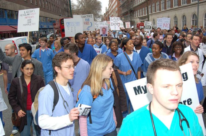 12,000 angry Junior Doctors demonstrated last March against the government’s imposed Modernising Medical Careers ‘reforms’ which have left thousands without jobs