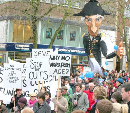 Over 1,000 people marched through Norwich last month against the Arts Council cuts