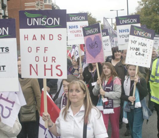 Workers marching in London last September in defence of the NHS