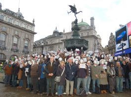 EQUITY MUST FIGHT ARTS CUTS! – call a national march urges West London branch Equity members protest in London’s Piccadilly Circus against the Arts funding cuts