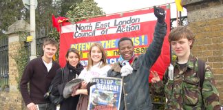 Young Socialist members during yesterday’s picket of Chase Farm Hospital