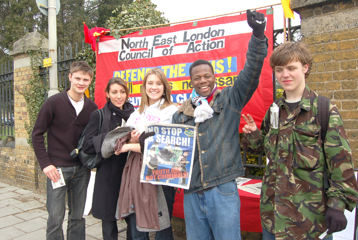 Young Socialist members during yesterday’s picket of Chase Farm Hospital