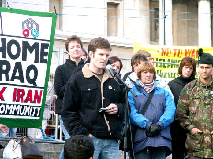 Ex-British SAS soldier Ben Griffin addressing a ‘Troops Home’ rally in March 2006. He said UK special forces still operate in Iraq, at a London press conference hosted by the Stop the War Coalition which has called another demonstration for March 15