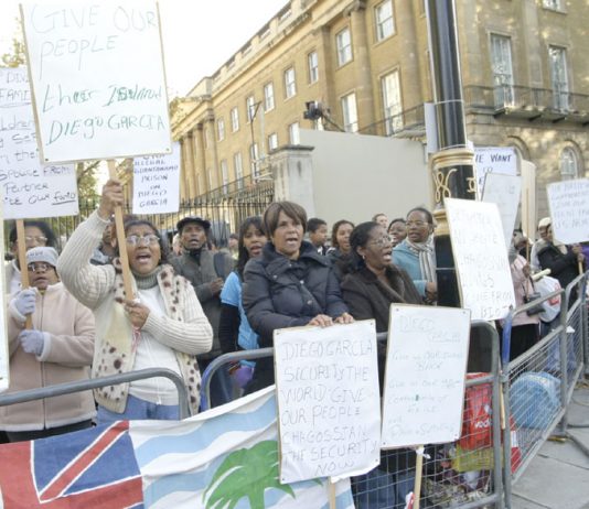 Chagos Islanders and their supporters lobbying Downing Street last November 10th
