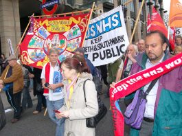 Southwark banners on the NHSTogether demonstration in defence of the NHS last November 3rd