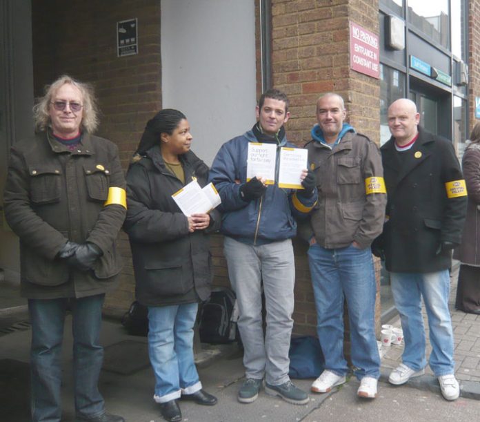 PCS pickets at the Elthorne Road Job centre in Holloway