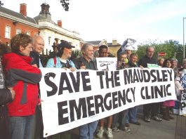 Protest last May against the closure of the Maudsley  Emergency Clinic in Camberwell