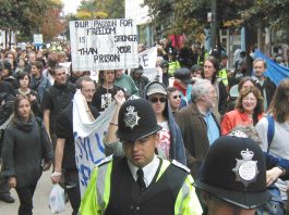 Marchers in Crawley with a clear message against the construction of a new immigrant detention centre near Gatwick Airport