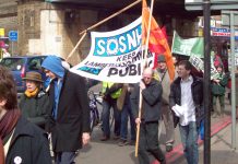 Some of the demonstrators who took part in the march through Lewisham on Saturday to keep south-east London hospitals open