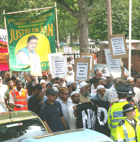 Thousands marched through east London in 2006 to protest at a massive police raid on homes in Forest Gate, in which one young man was wounded, before being detained with his brother. Both were eventually released