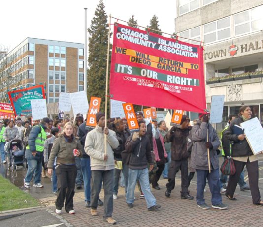 Chagos Islands Community Association and their supporters marching in Crawley on February 10th last year