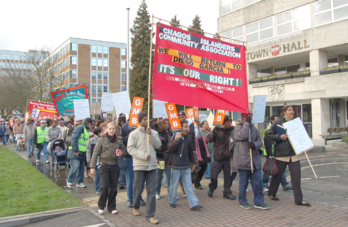 Chagos Islands Community Association and their supporters marching in Crawley on February 10th last year