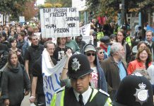 Demonstration in Crawley last September against the building of a new Immigration Removal Centre near Gatwick Airport