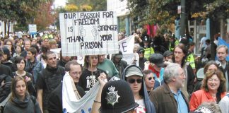 Demonstration in Crawley last September against the building of a new Immigration Removal Centre near Gatwick Airport