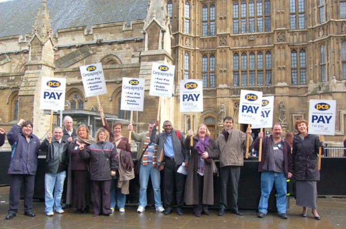 Civil servants lobbying MPs last month against poverty pay