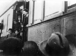 Trotsky’s triumphant return to Russia, on May 4th 1917 at the Finland Station in Petrograd where he formed a common front with Lenin in condemning the Provisional Government and called for the Soviets to take power