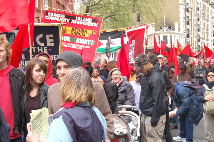 A section of the 4,000-strong May Day march in London