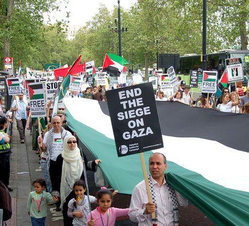 A giant Palestinian flag at the centre of Saturday’s protest in London